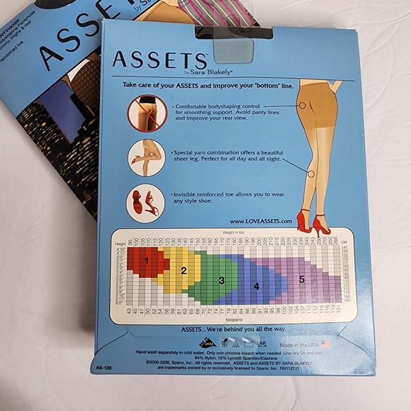 Assets by Sara Blakely Perfect Pantyhose Size 4 Black Full Length 2 Pack Shaping - Picture 5 of 8
